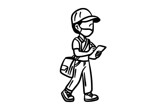 Courier Holding a Parcel Doodle for Creative Projects
