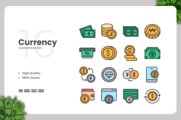 Currency Color Icons for Creative Projects