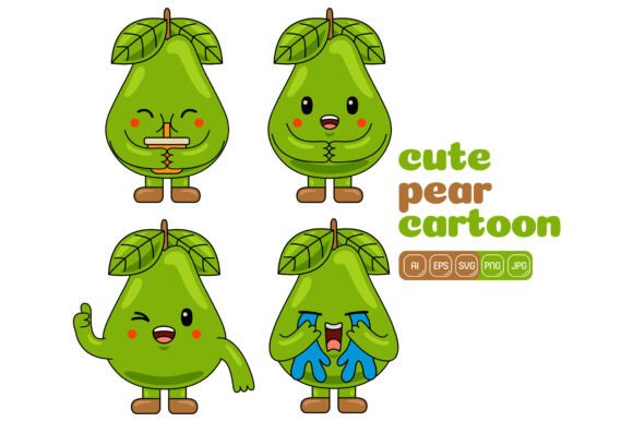Cute Pear Mascot Vector Pack 04: A Versatile Design Asset for Creative Professionals