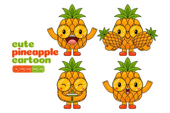 Cute Pineapple Mascot Vector Pack 04