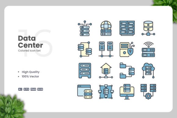 Data Center Color Icons: A Versatile Design Resource for Modern Projects