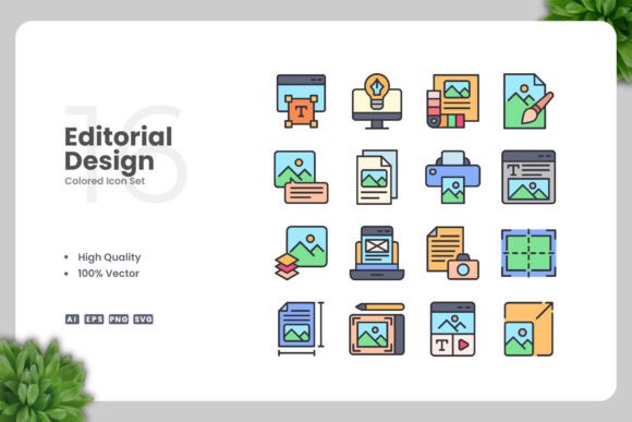 Editorial Design Colored Icons: A Versatile Tool for Modern Creatives