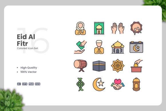 Eid Al Fitr Colored Icons