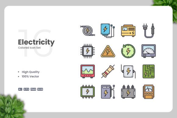 Electricity Color Icons: A Versatile Design Resource for Modern Projects