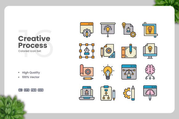 Explore the Creative Process Color Icons for Versatile Design Solutions