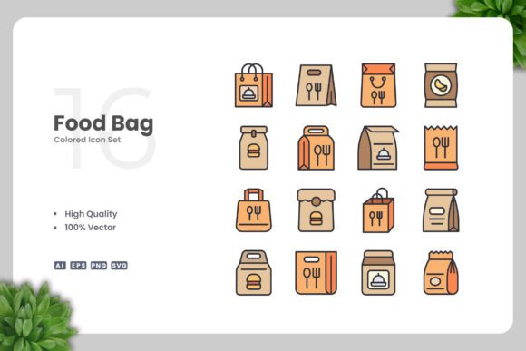 Food Bag Color Icons