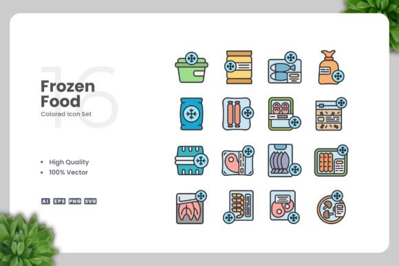 Frozen Food Colored Icons: A Versatile Design Resource for Modern Creatives