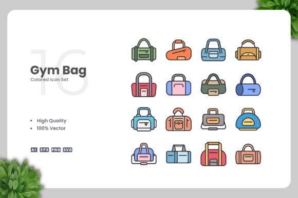 Gym Bag Colored Icons: A Versatile Design Solution for Modern Creatives