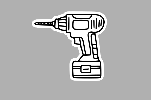 Hand-Drawn Power Drill