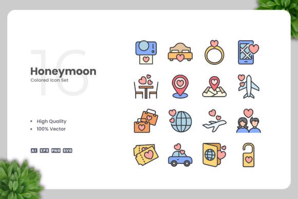 Honeymoon Colored Icons for Every Project