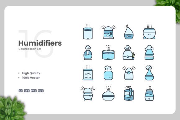 Humidifiers Colored Icons for Creative Projects