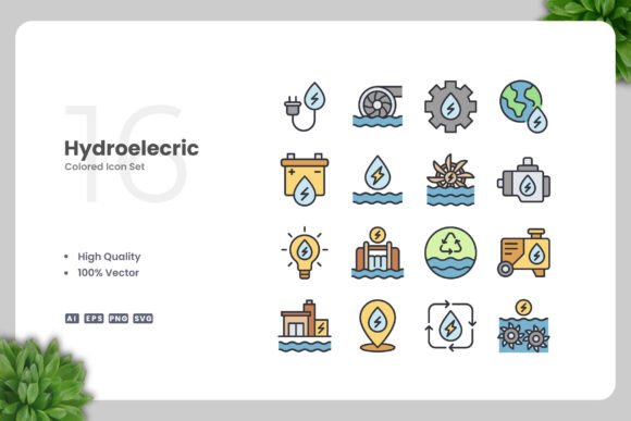 Hydroelectric Colored Icons: A Versatile Design Solution