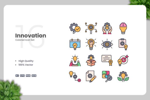 Innovation Colored Icons for Modern Design Needs
