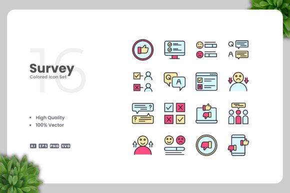 Survey Color Icons for Modern Design